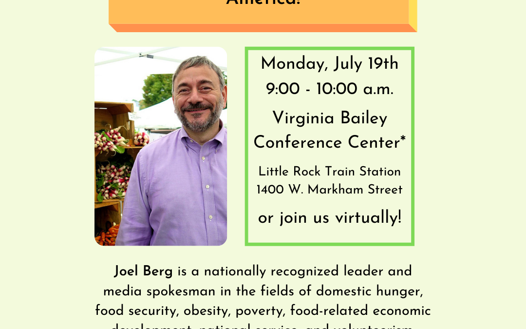 Join the Alliance for a special presentation by Joel Berg, CEO of Hunger Free America!