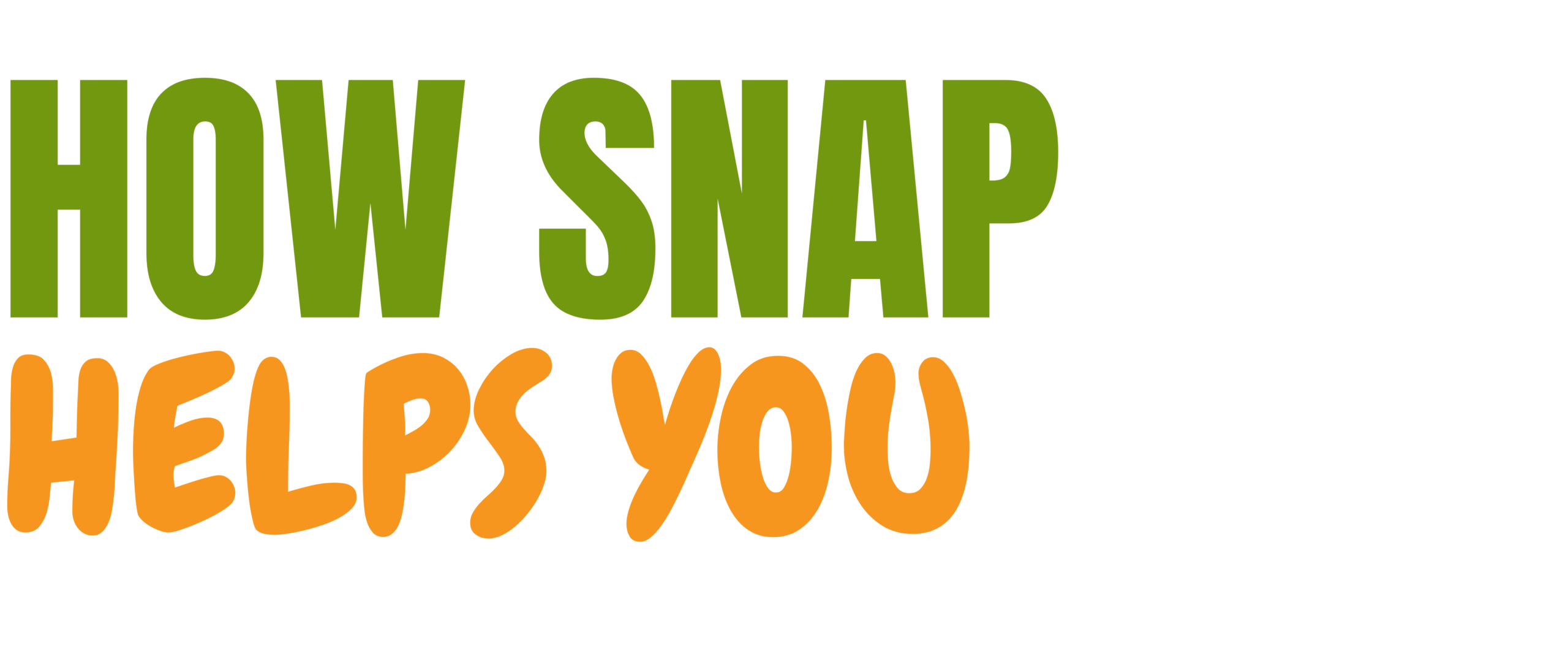 Text graphic with the words HOW SNAP in large green letters and HELPS YOU in large orange letters on a white background.
