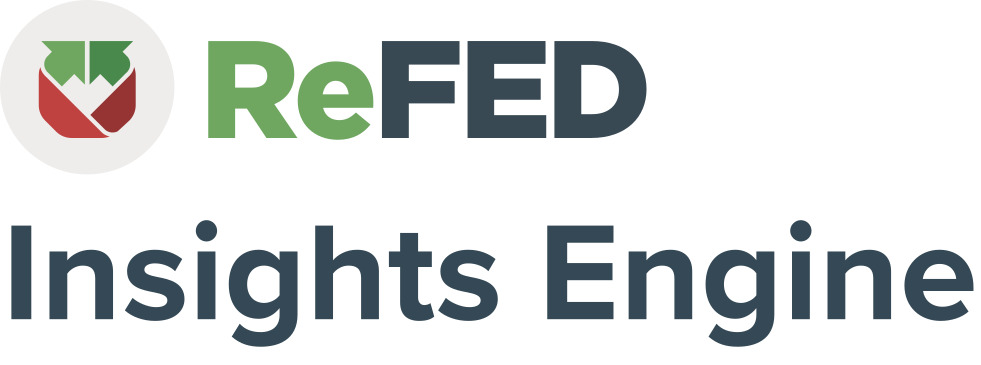 Logo with a green and red stylized icon next to the text ReFED Insights Engine in green and dark gray letters on a white background.